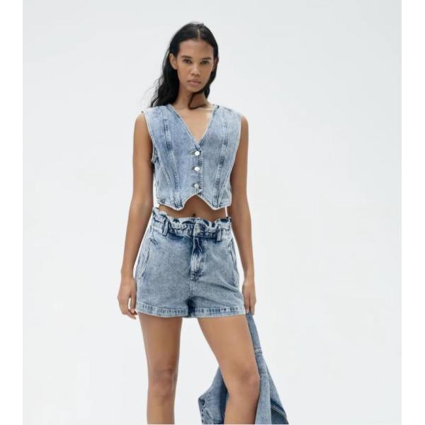 ZARA 자라 여자 신상 브이넥 청조끼 캐주얼 데님베스트 8Y0609