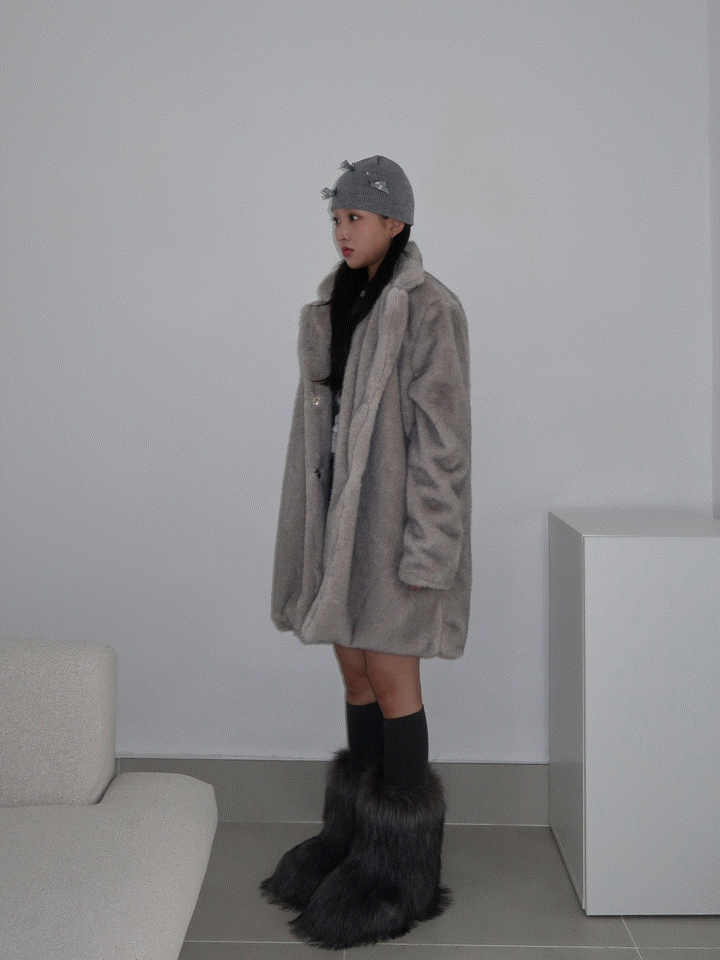 Milky fur coat