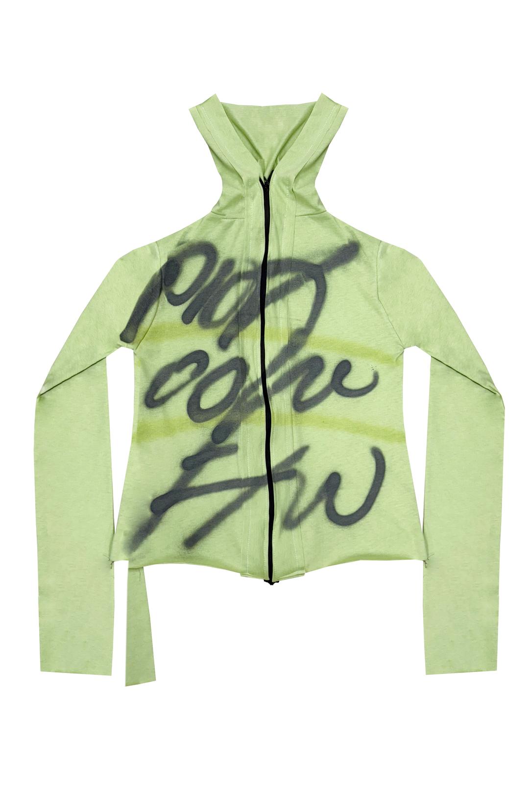 Light Green Stretch Turtleneck Spray Zip-Up (Small Fit)