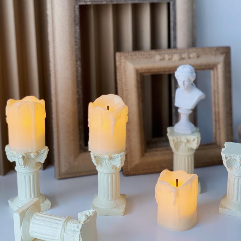 유럽풍 클래식 그리스로마신전기둥 캔들 가짜초 특이한무드등 LED초
