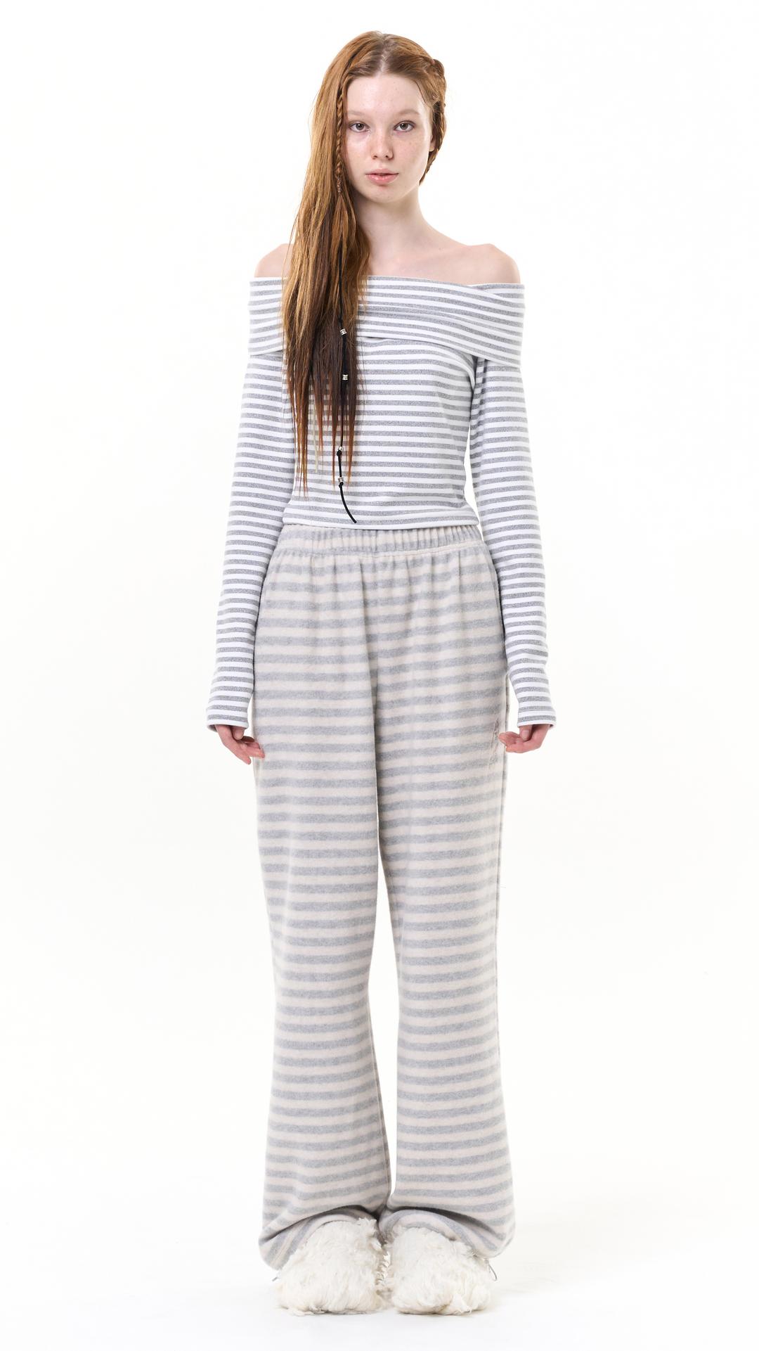 Soft stripe pants_light gray