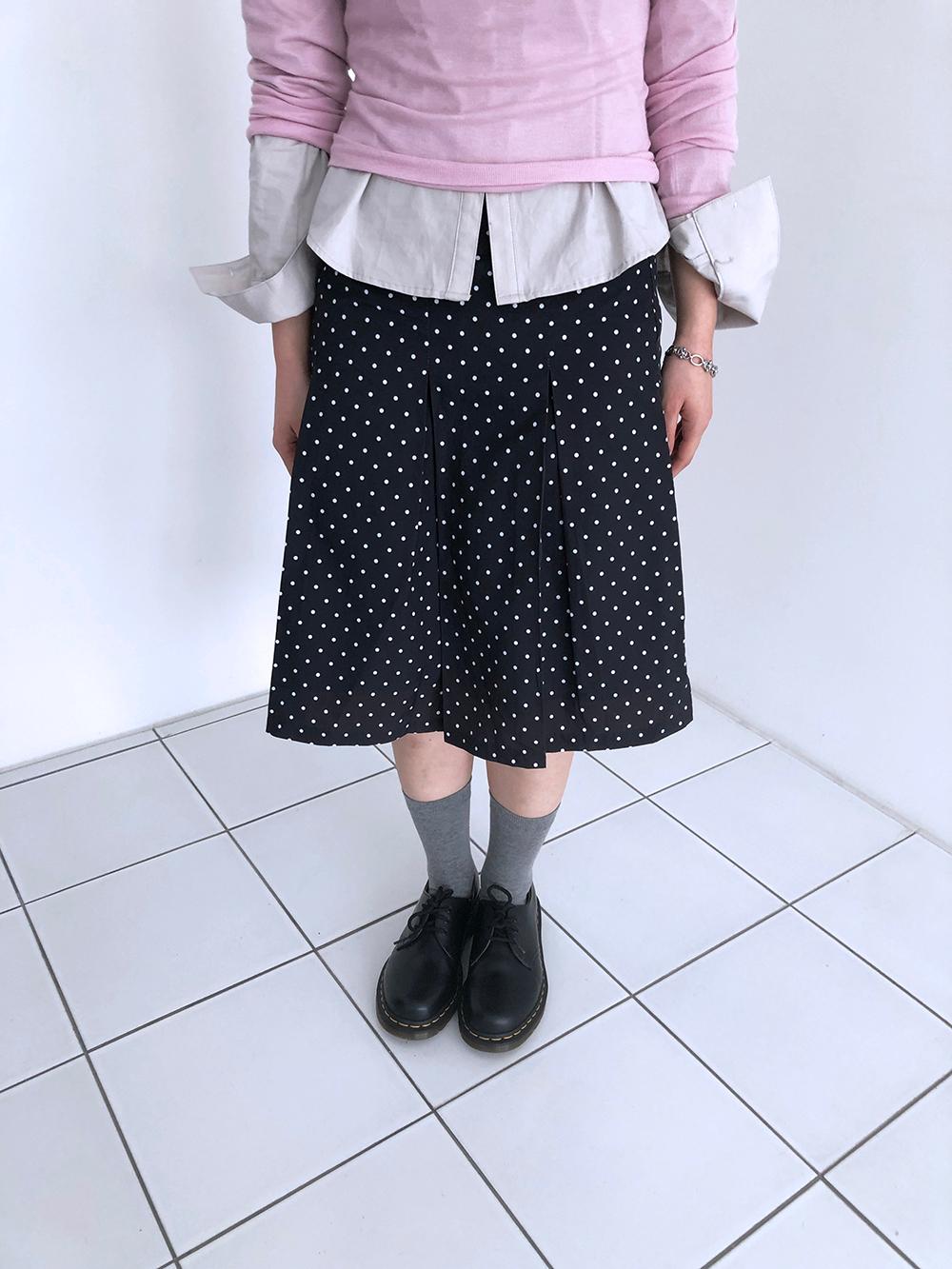 dot pleated skirt (2c)