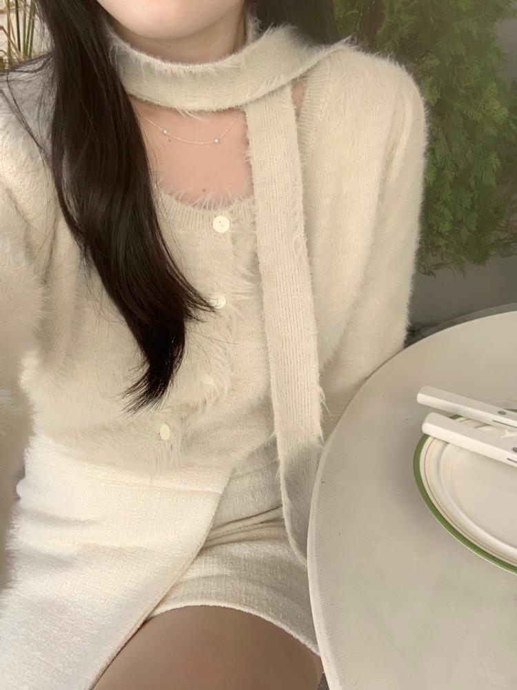 몰리 타이 퍼 가디건 (2 color) 타이가디건 밍크가디건