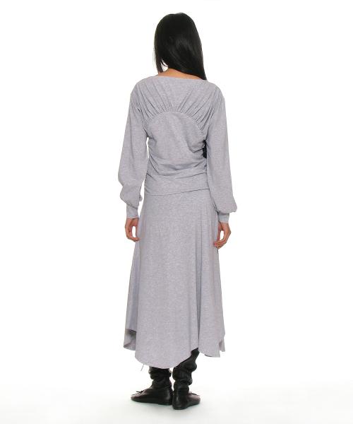 셔링 저지 언발란스드 드레스_멜란지