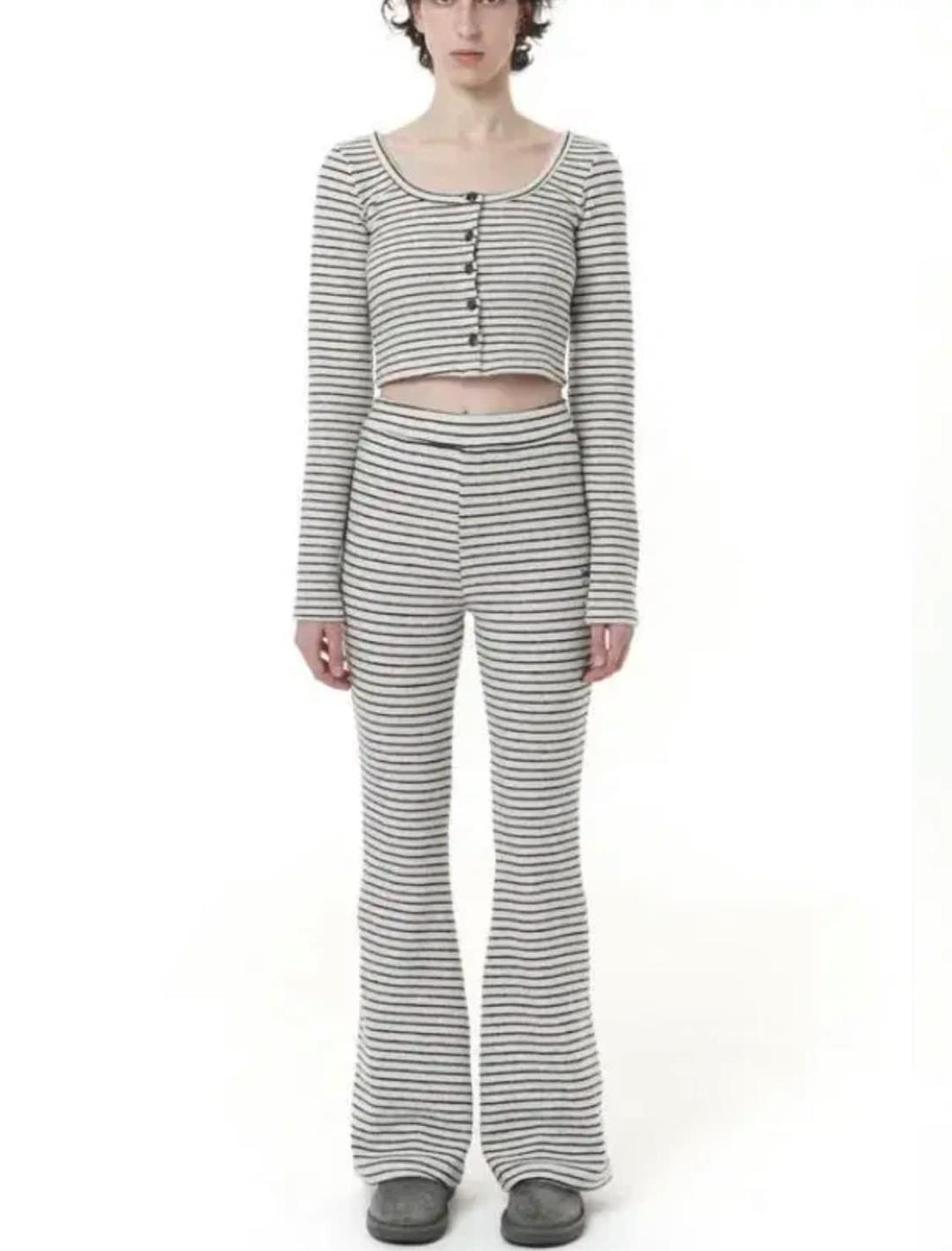 탠스댄스 파히섬 스트라이프 부츠컷 팬츠 아이보리 | 후루츠패밀리