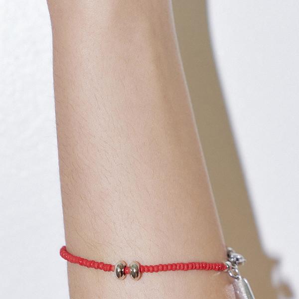 SILVER DONUT BRACELET RED