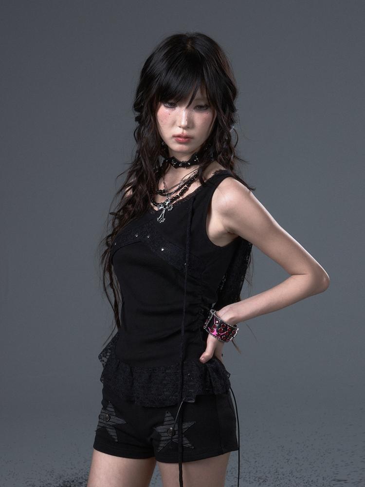 Lost Back Garden Punk Wandering Hooded Vest Sleeveless