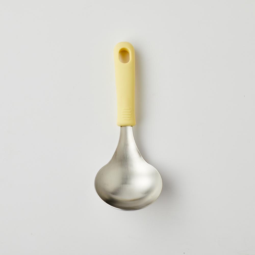 동그란 스텐 304 다용도 서빙 국자 및 스푼 실리콘핸들 버터옐로우