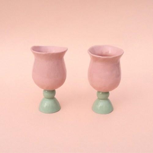 튤립와인잔 ceramic tulip glass