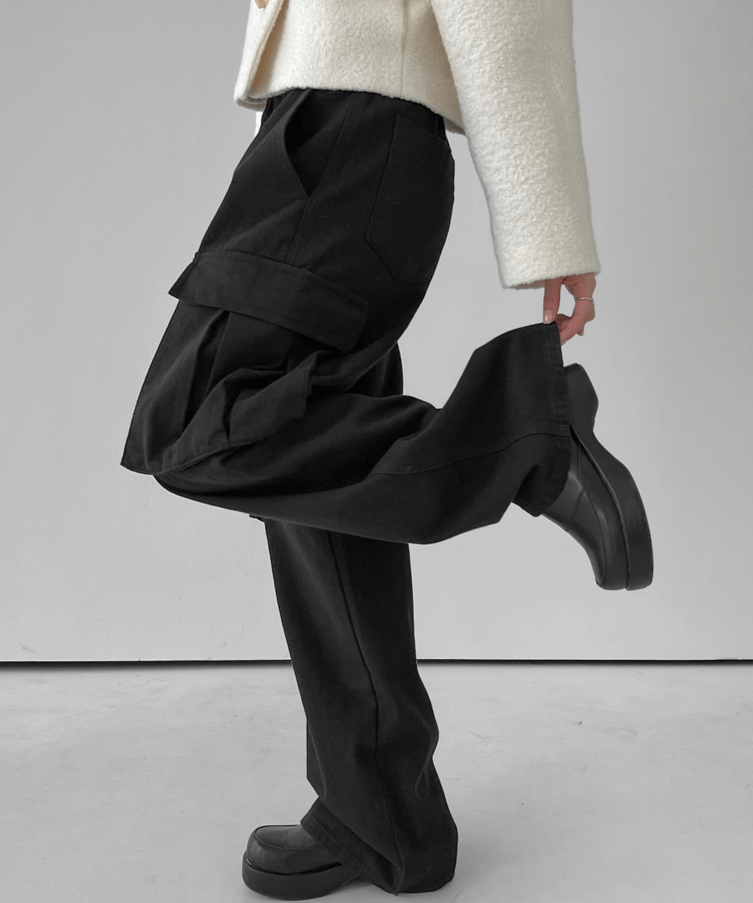 기모 카고 밴딩 팬츠