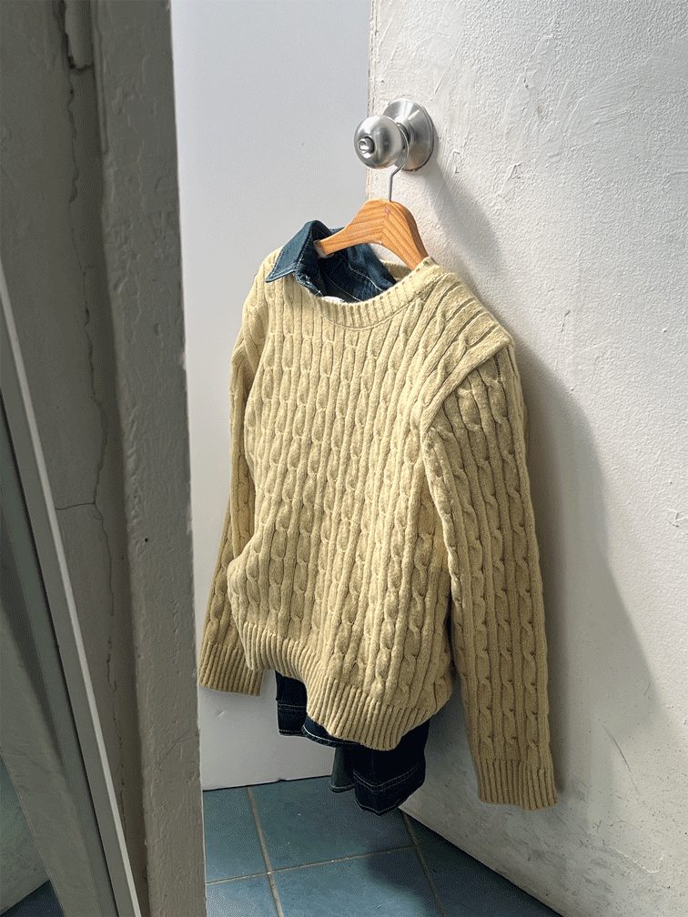 김아홉 플랫 꽈배기 니트 (4color)