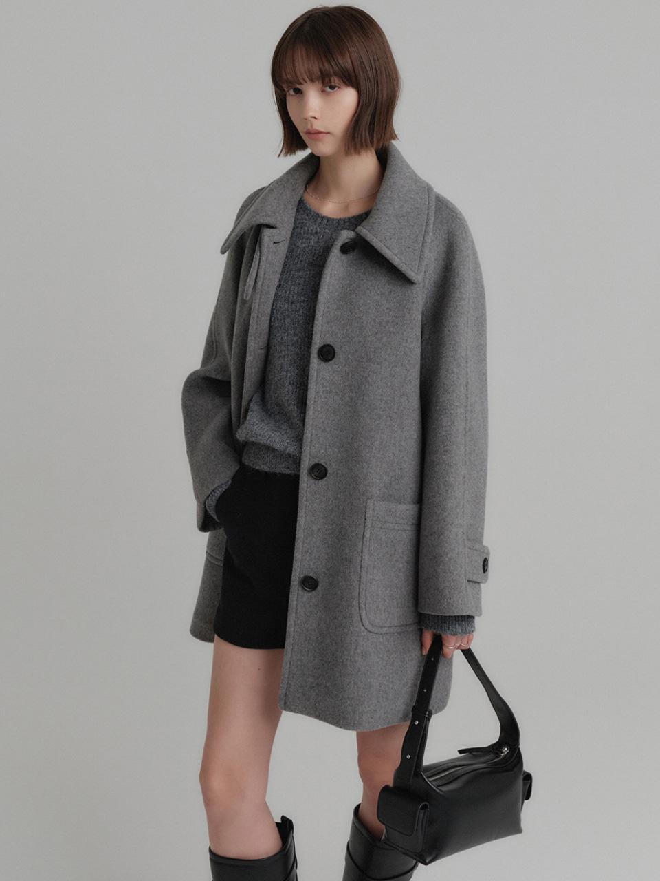 마리 하프 울 코트_그레이