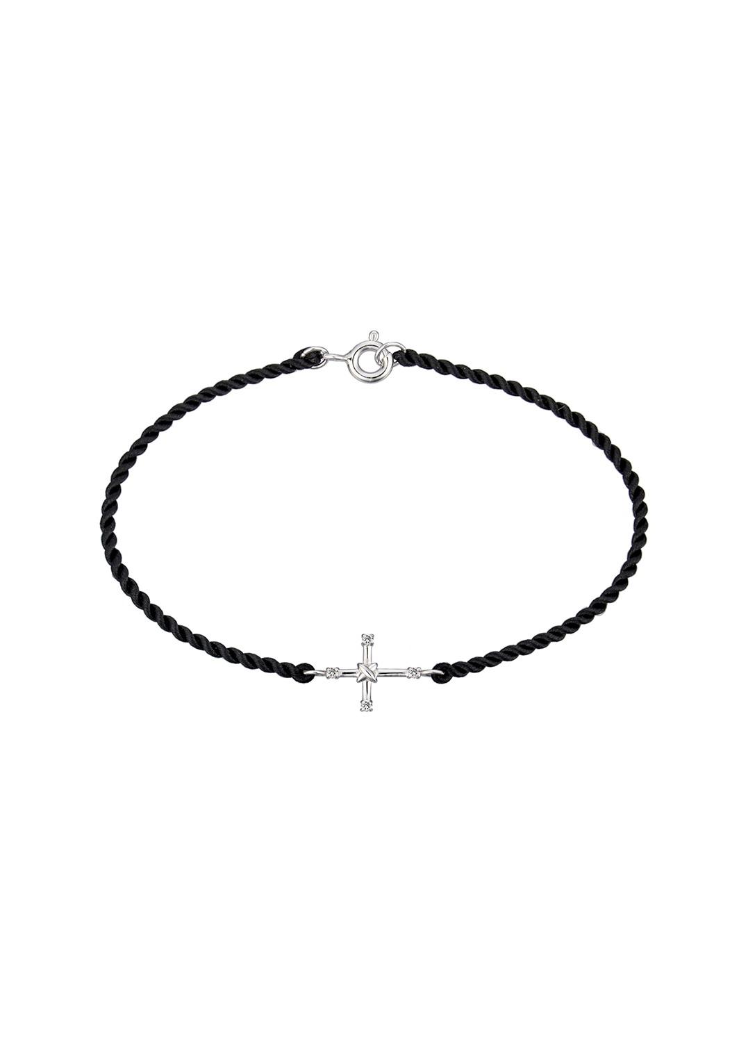 [14K] Dia Cross Silk Bracelet