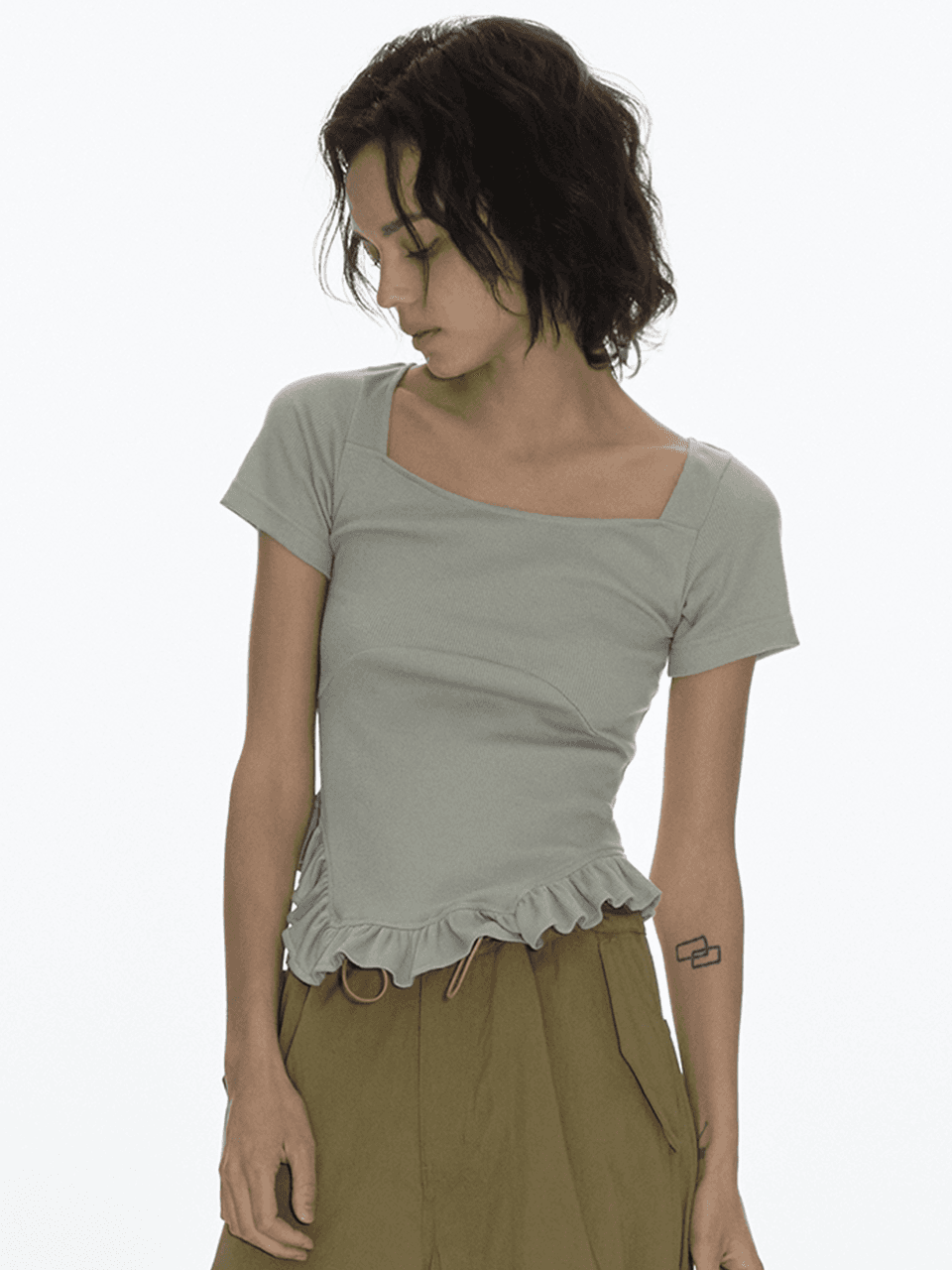 Ribbed Apron T-Shirt [Warm Gray]