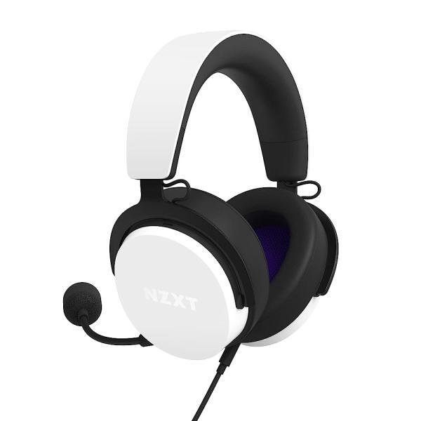 NZXT Relay 유선 PC 게이밍 헤드셋 - AP-WCB40-W2 - 고해상도 오디오 인증 - DTS 헤드폰: X - 7.1 서라운드 사운드 - 가볍고 편안한 디자인 - 탈착식 마이크 - 화이트