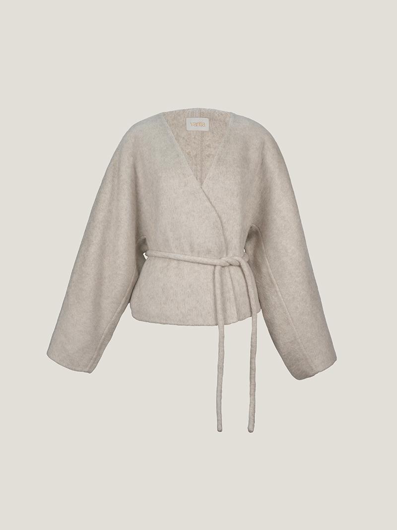 [반티아130] 알파카 칼라리스 로브 숏 코트