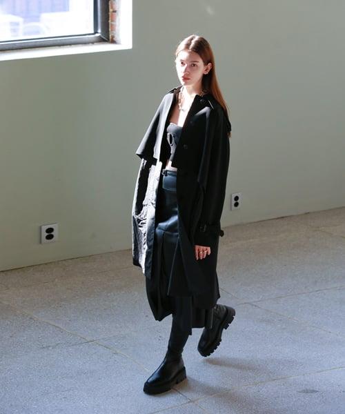 RAGLAN SLEEVE LAYERED TRENCHCOAT_BLACK [U1S0N702/99]