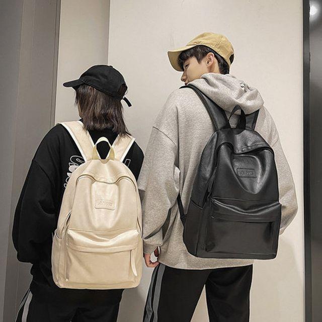 URK-241 대학생 직장인 기본 레더 심플 캐주얼 커플 백팩 가방