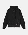 DOUBLE FACE LABEL ZIP HOODIE - Black / M