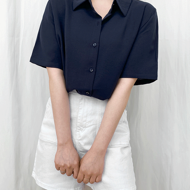 [링클프리]자체다리미 반팔블라우스 셔츠