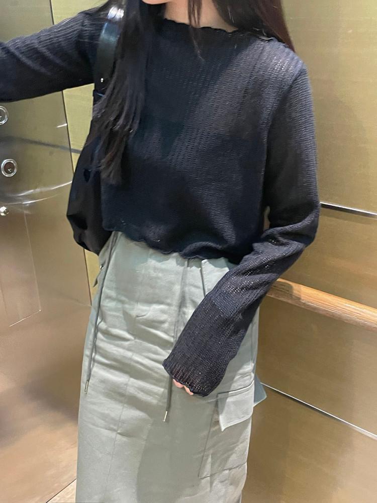 썸머 크롭 시스루 그물 니트 (4color)