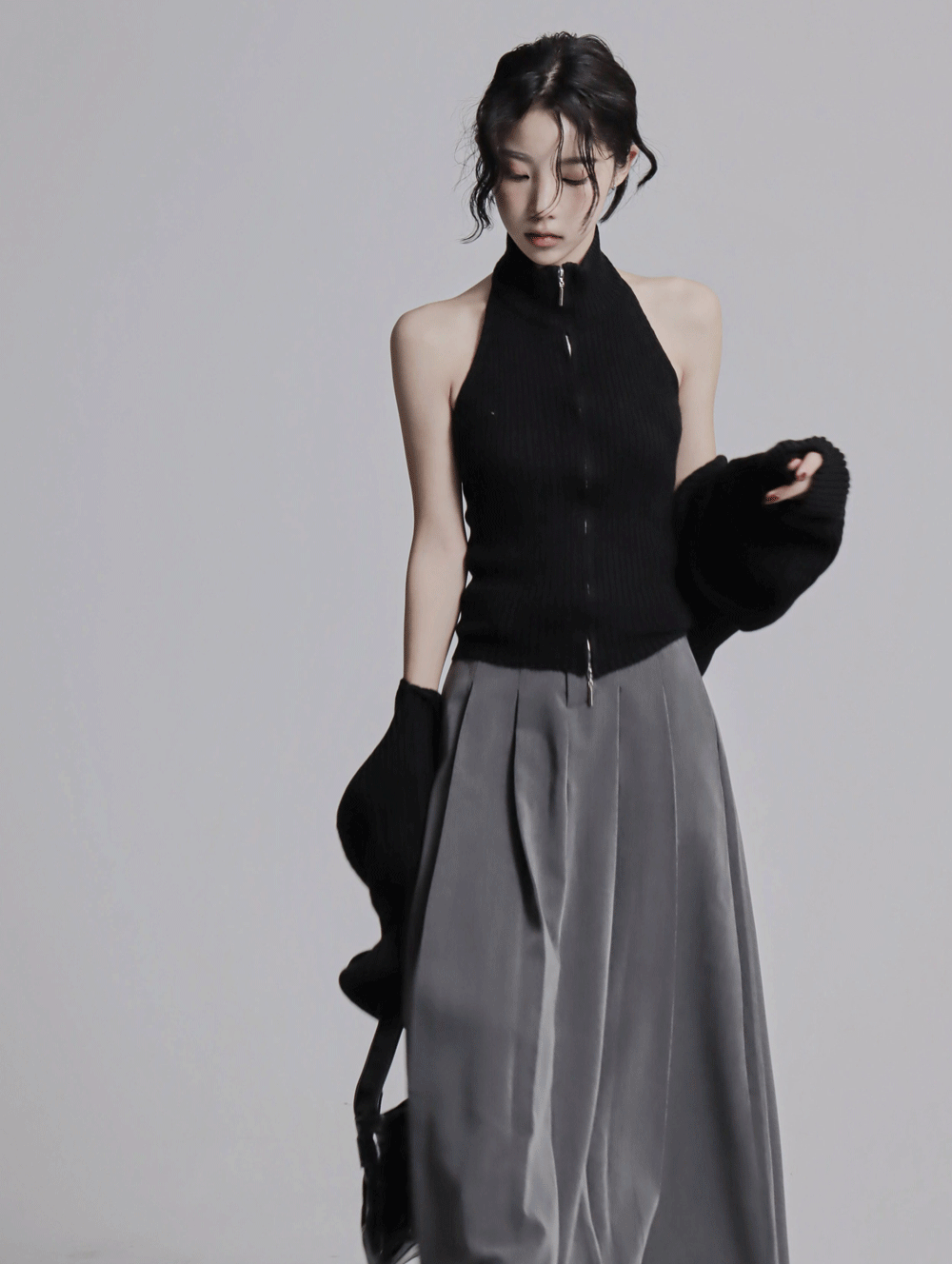 Zipper tank bolero set