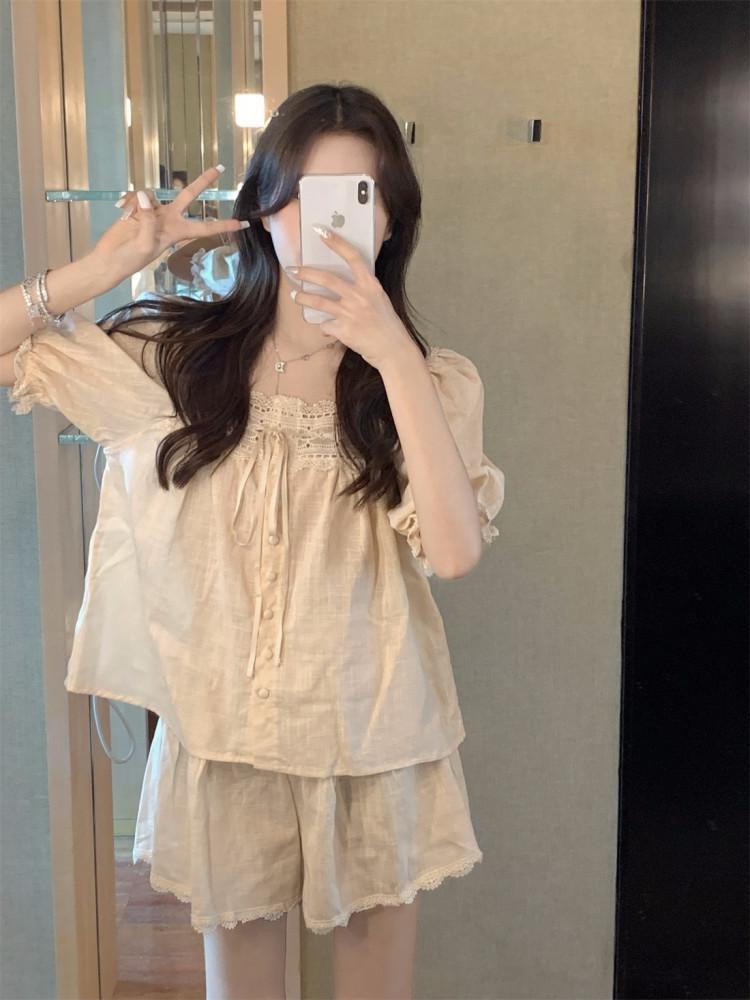 라벨르오브 올리비아 베이지 잠옷 홈웨어 파자마 상하의세트 생일선물 우정선물