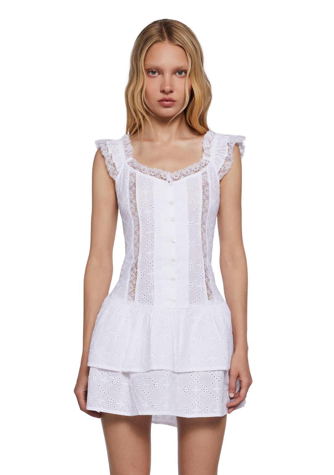 Primrose Hill Mini Dress - WHITE / X-Small