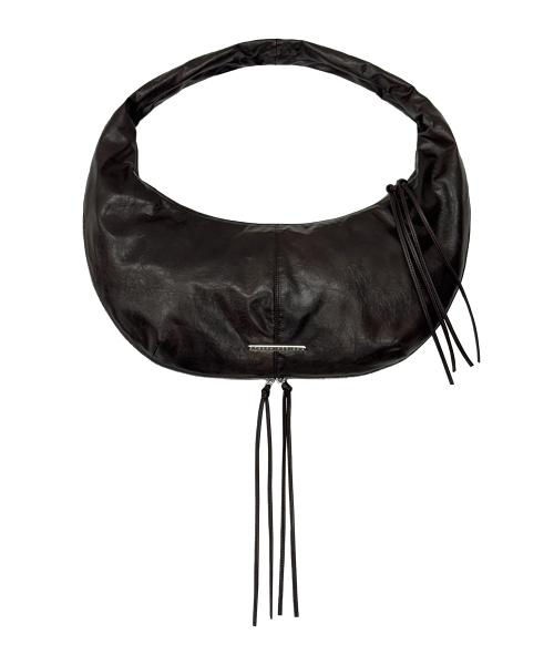 Zipper Finishing Leather Hobo Bag [ Brown ]
