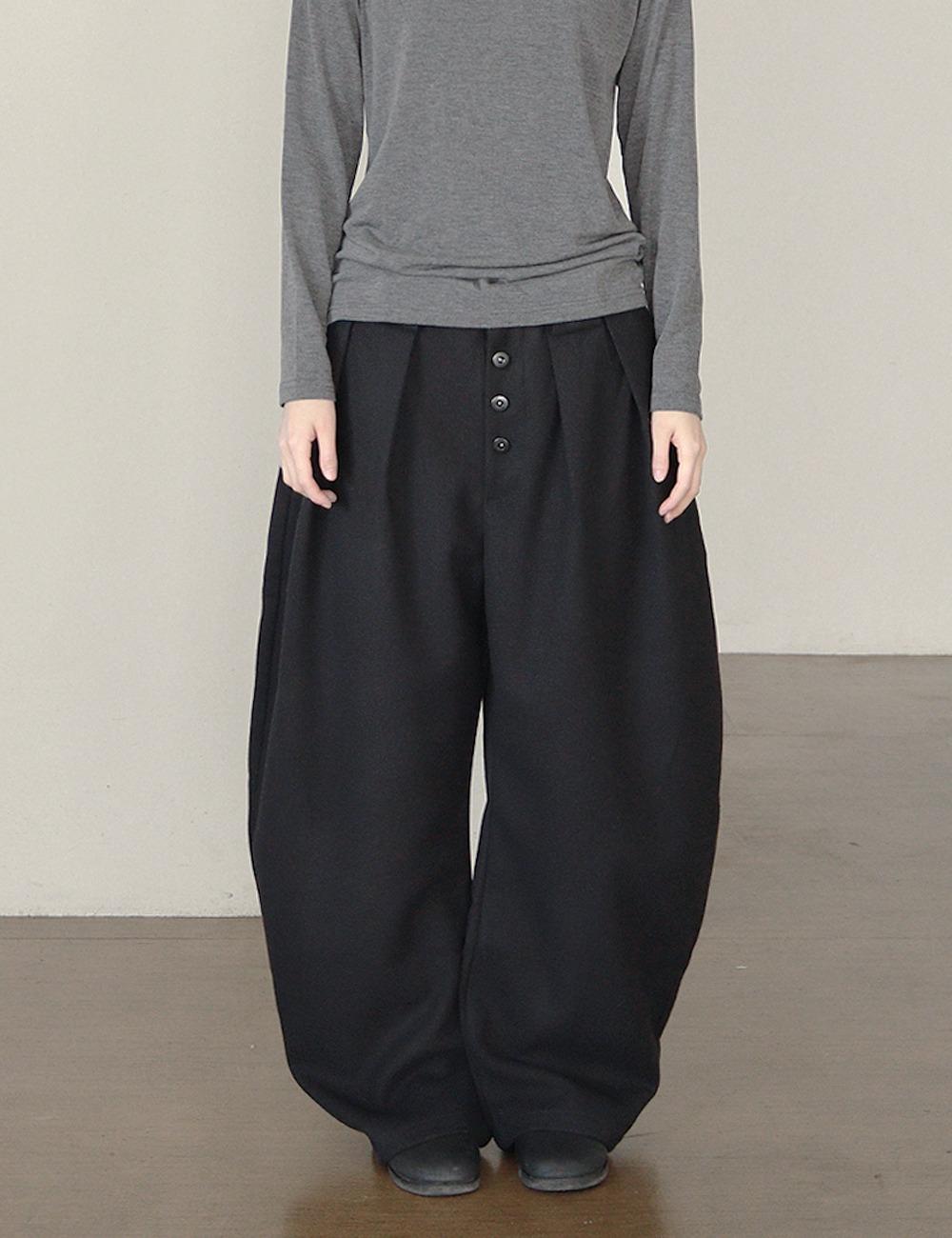 curved button wool pants