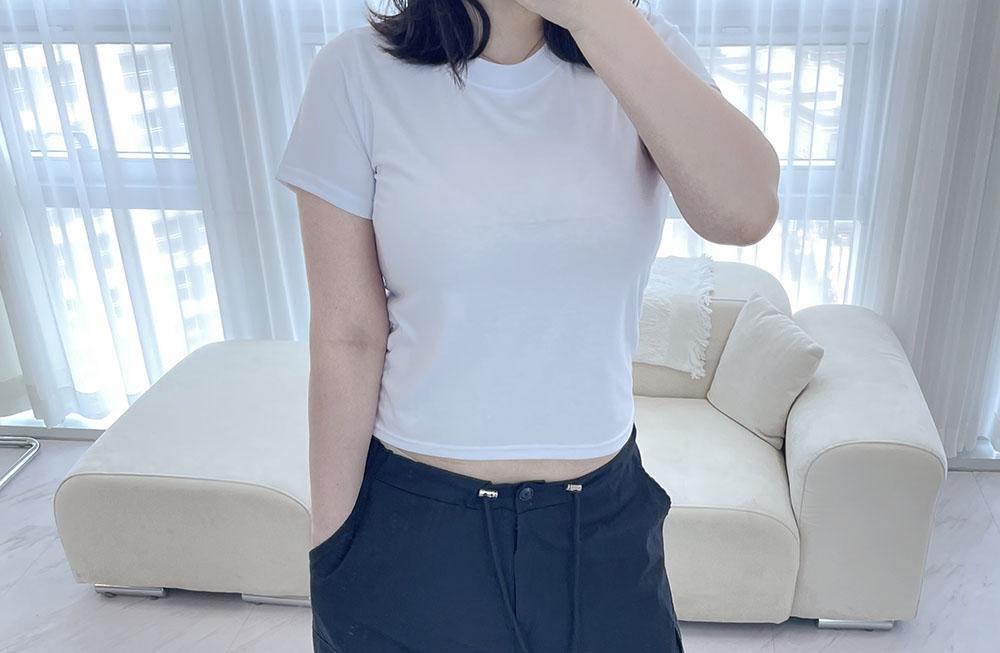 소라카 [55-88] 세미크롭티 쿨티셔츠 스판 무지티