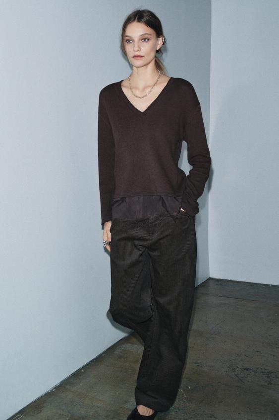 레이스 콤비 티셔츠