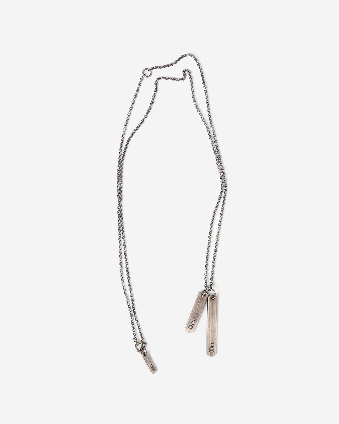 Double Tag Necklace Vintage Silver