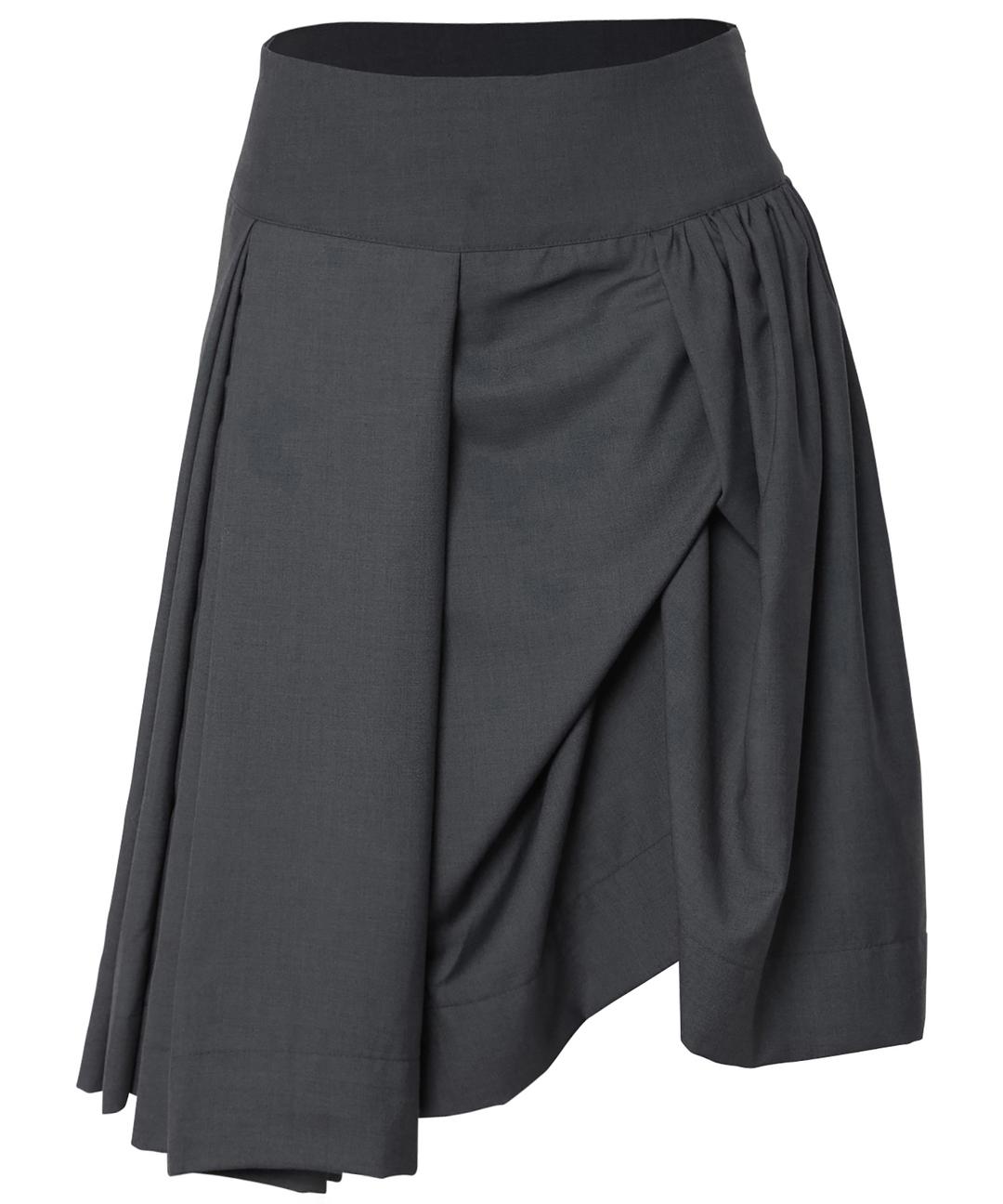 Asymmetrical Draped Midi Skirt (FL-248_Charcoal)
