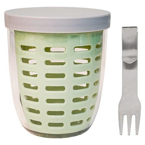 인블룸 샐러드 후르츠팟 다이어트 도시락 런치팟 + 포크 세트, 노르딕 세이지 그린..., 1세트