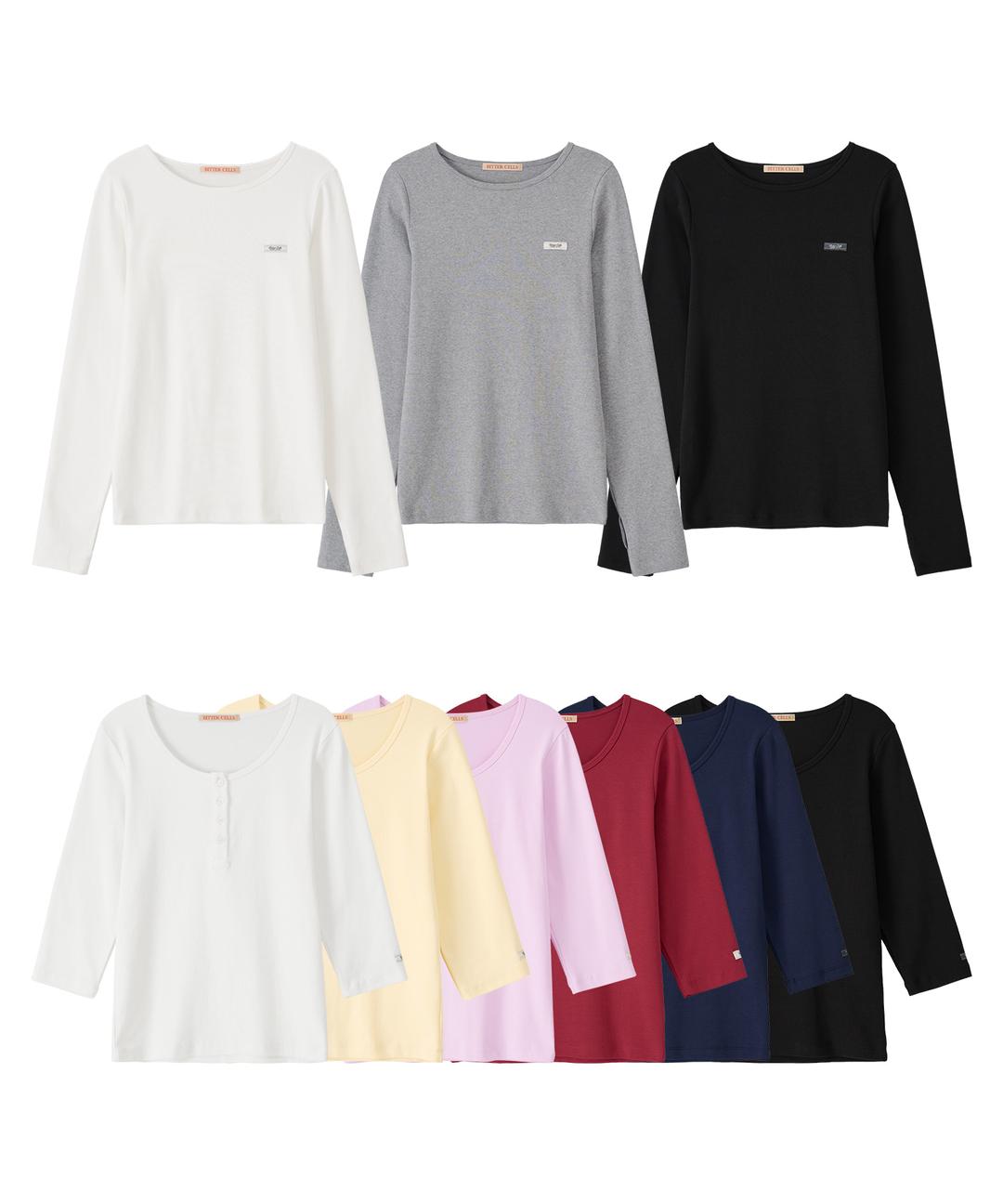 [Set] Essential Long&3/4 Sleeve Tee