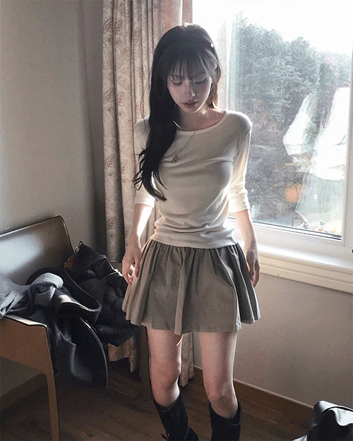 [ must - basic ] 페리 소프트 7부 슬림 TOP