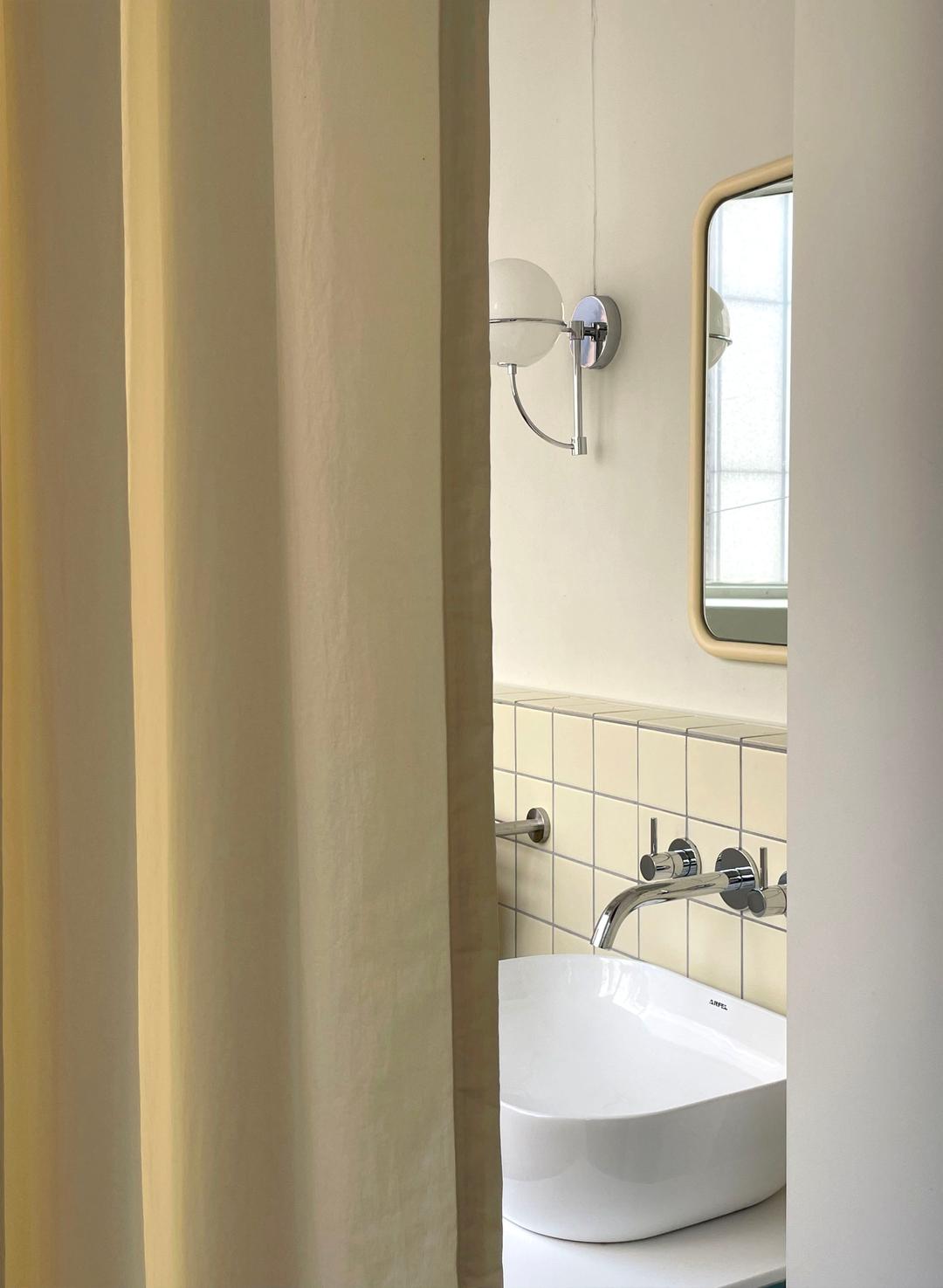 cotton texture shower curtain / lemon