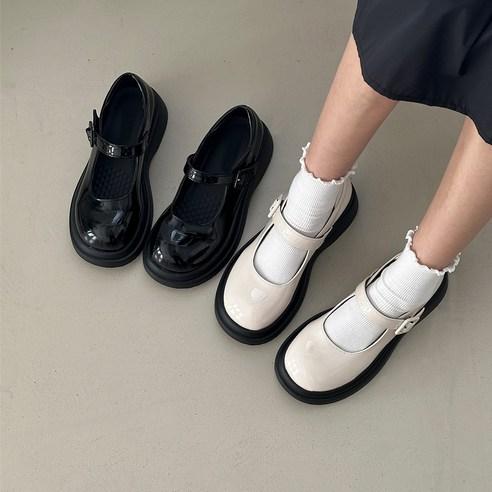 코코폭신 폭신 에나멜 둥근코 메리제인 통굽 로퍼 5.5cm -1738