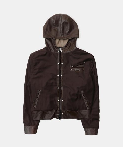 바이퍼91 콘트라스트 후드 블루종 - 브라운