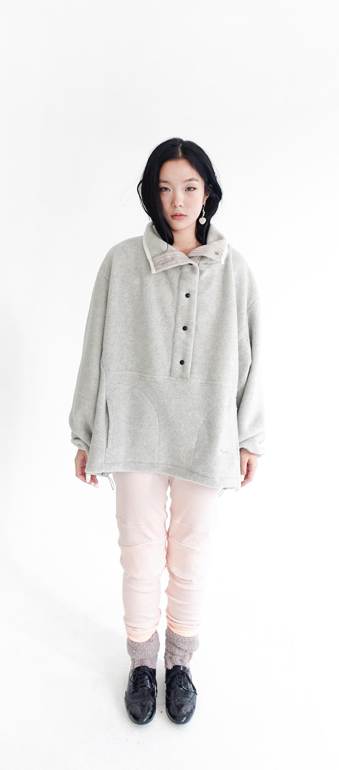 [fa.er.ie] fleece anorak pullover (melange grey)
