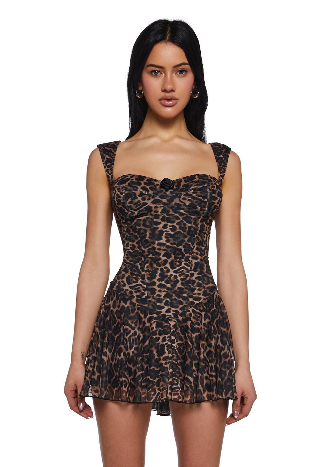 Perfect Date Mini Dress - Leopard - LEOPARD / XX-Small