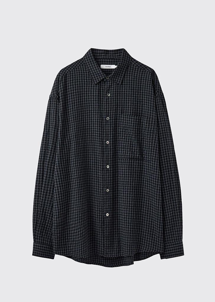 Sand Check Loosed Shirts_Sand Black