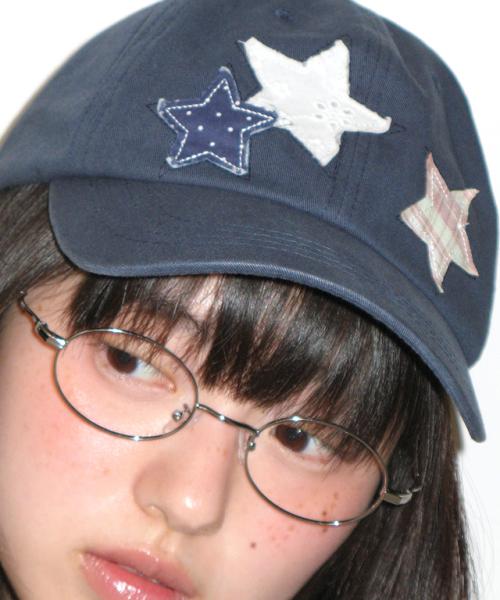 STAR PATCH MIXED APPLIQUE BALL CAP NAVY