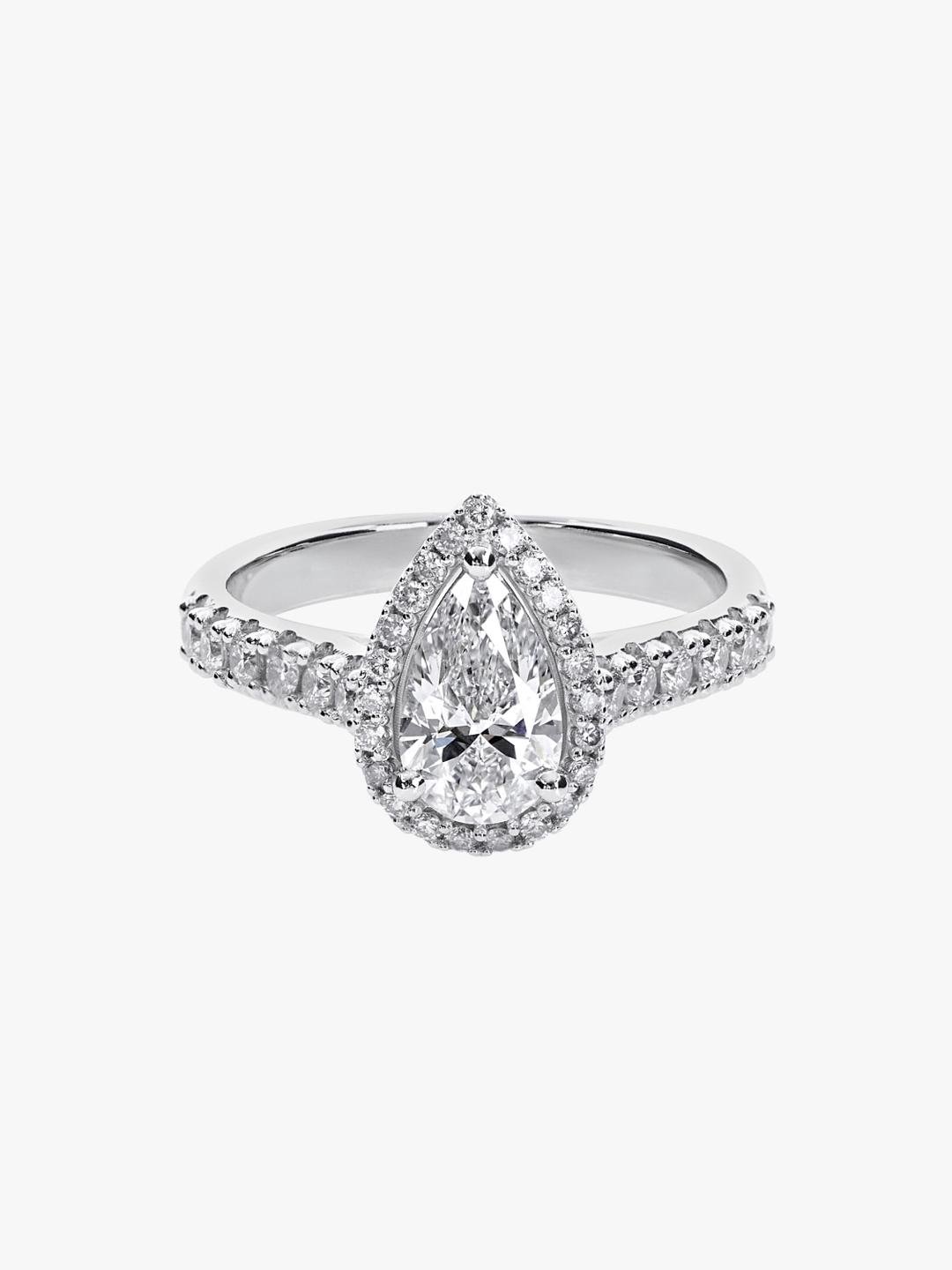 랩다이아몬드 페어컷 1캐럿 싱글 헤일로 반지