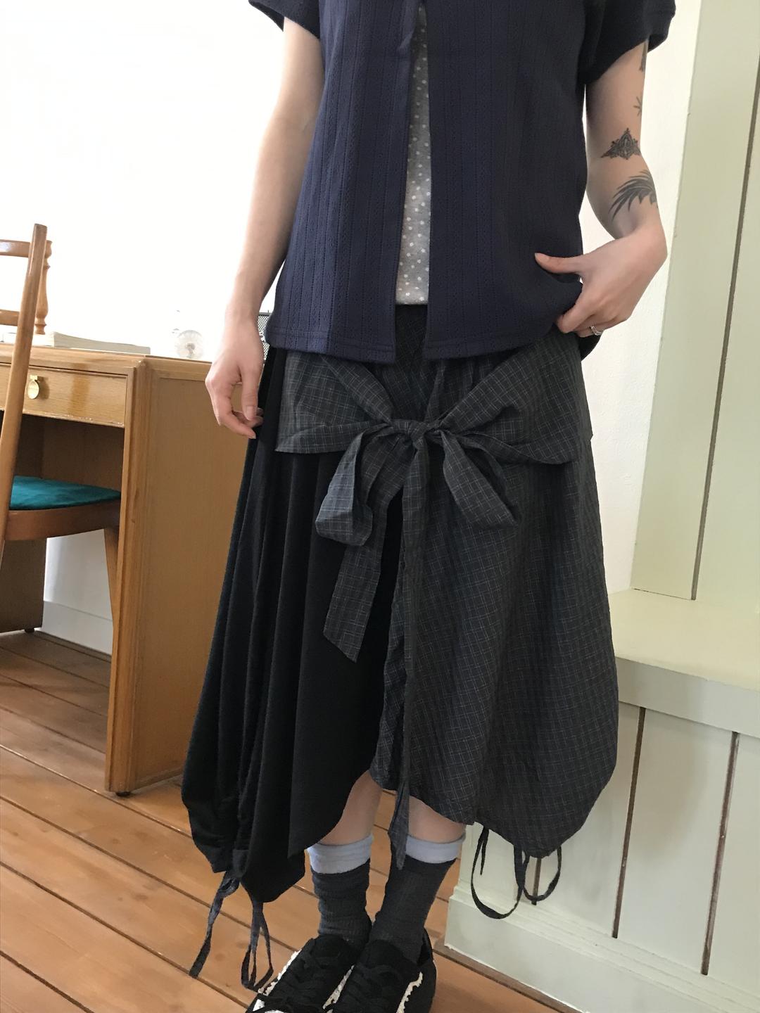 Check wrap skirt