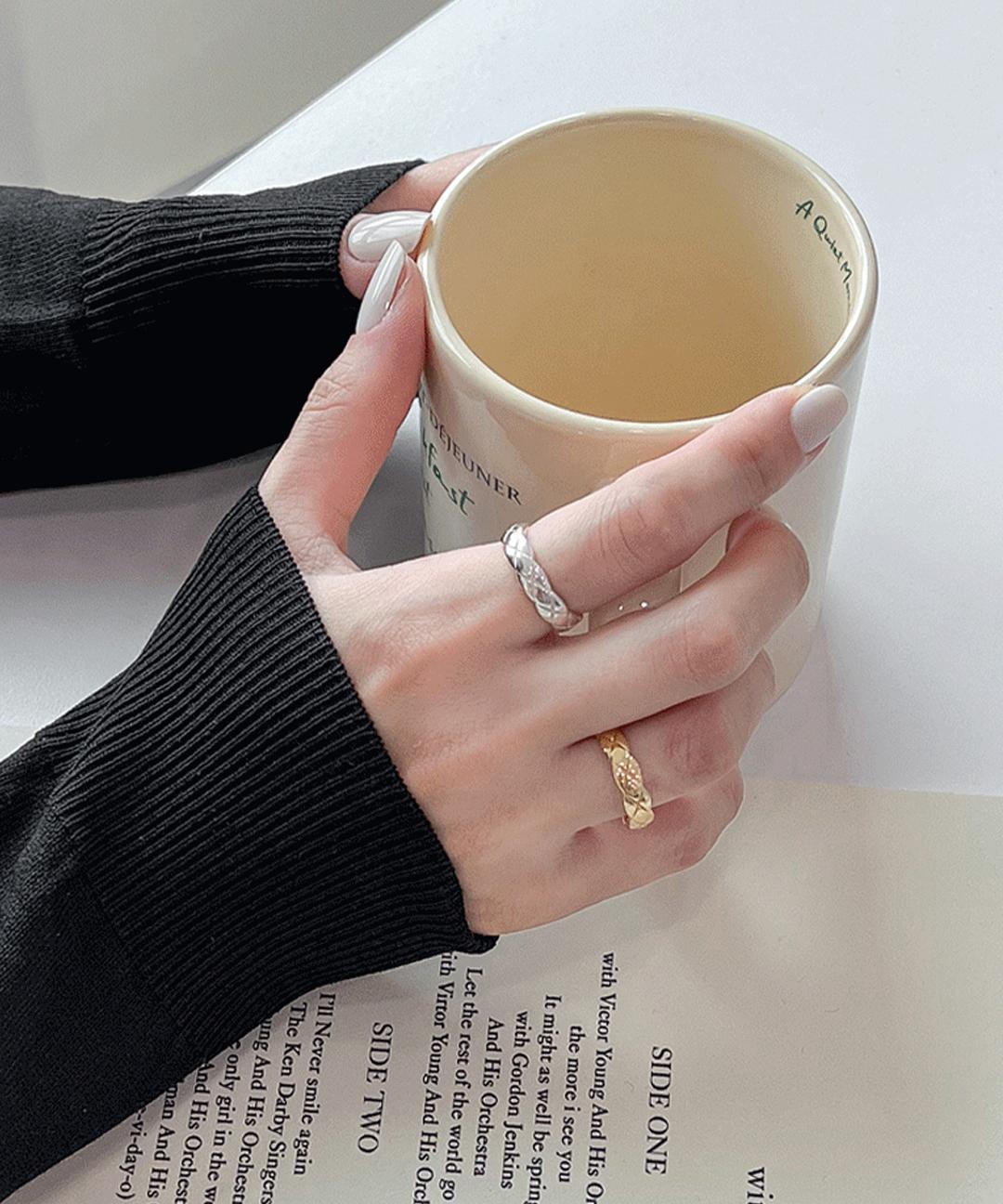 끌렌느 [Silver925] 퀼팅 볼드 925 실버 반지 (3color)