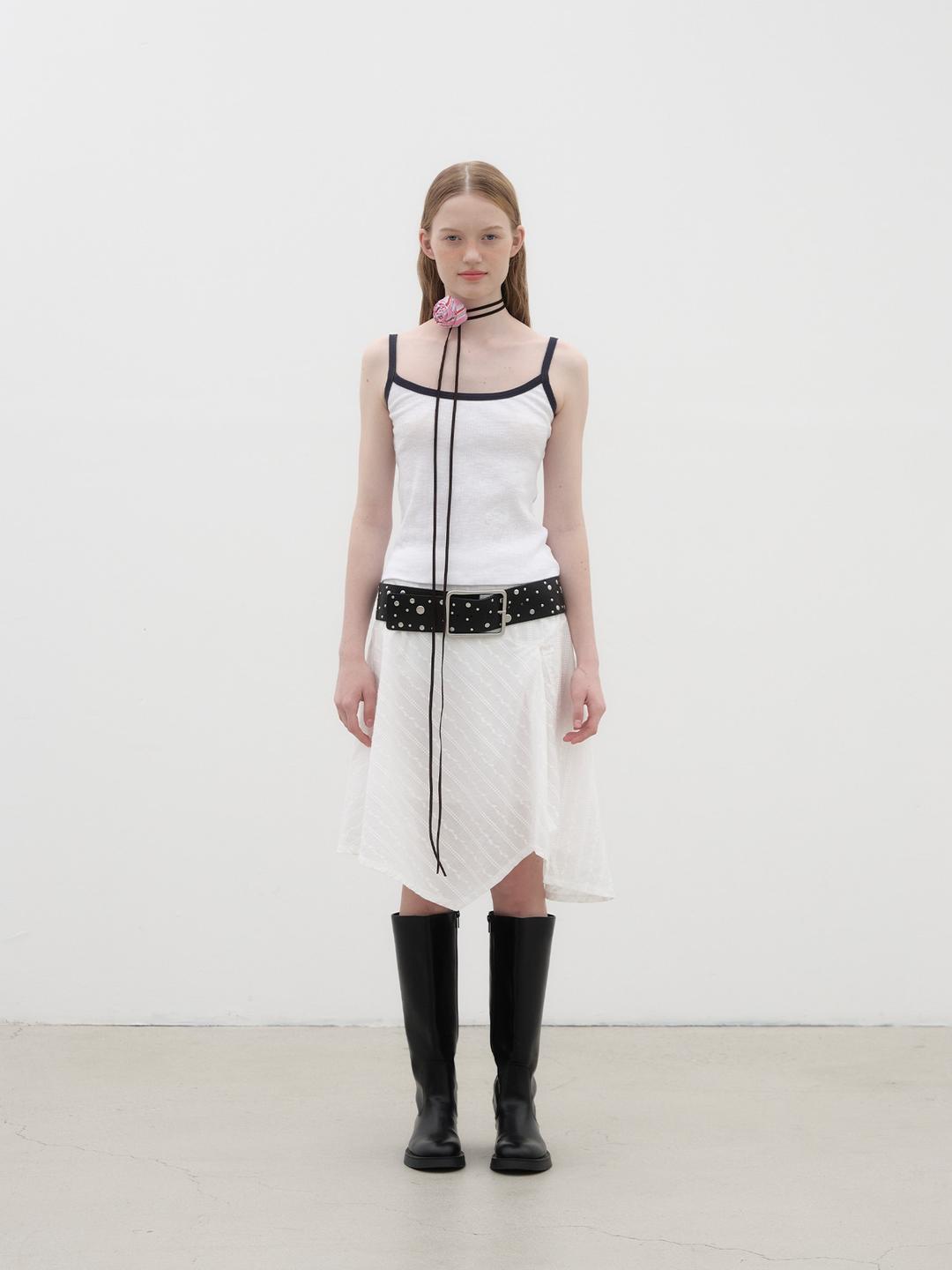 Broderie Asymmetric Skirt - White