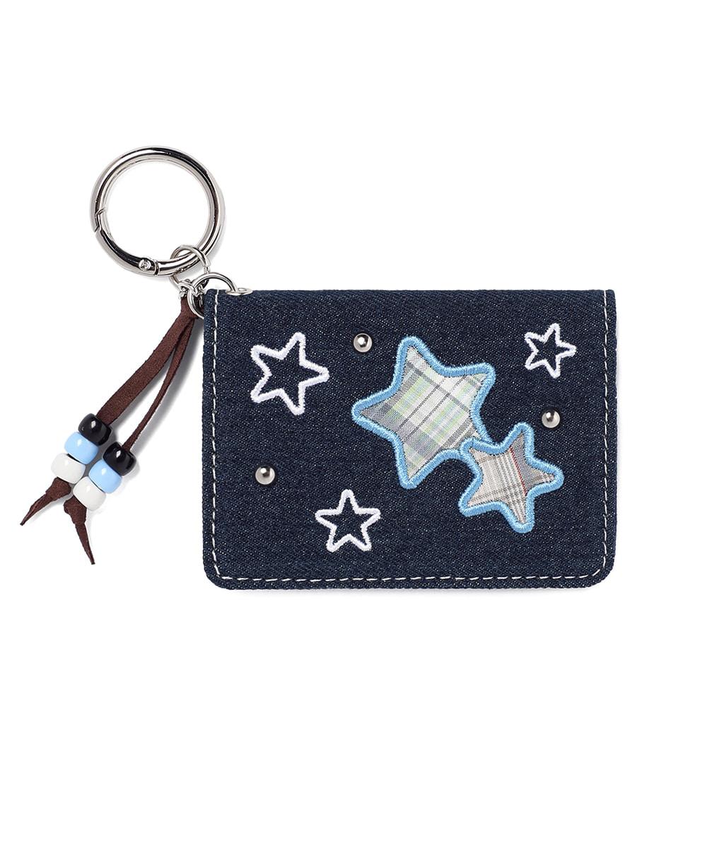 CAVISH X LELBO BROWN CHECK APPLIQUE DENIM WALLET