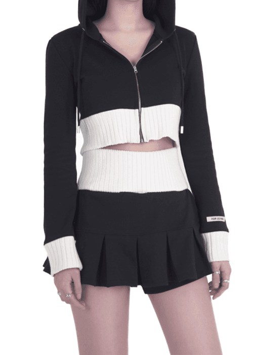 For ring pleats mini skirt (black)